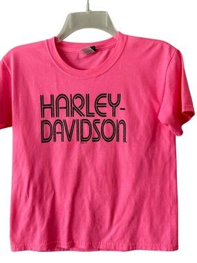 Harley-Davidson Kids Bright Pink Graphic Tee with Black Logo